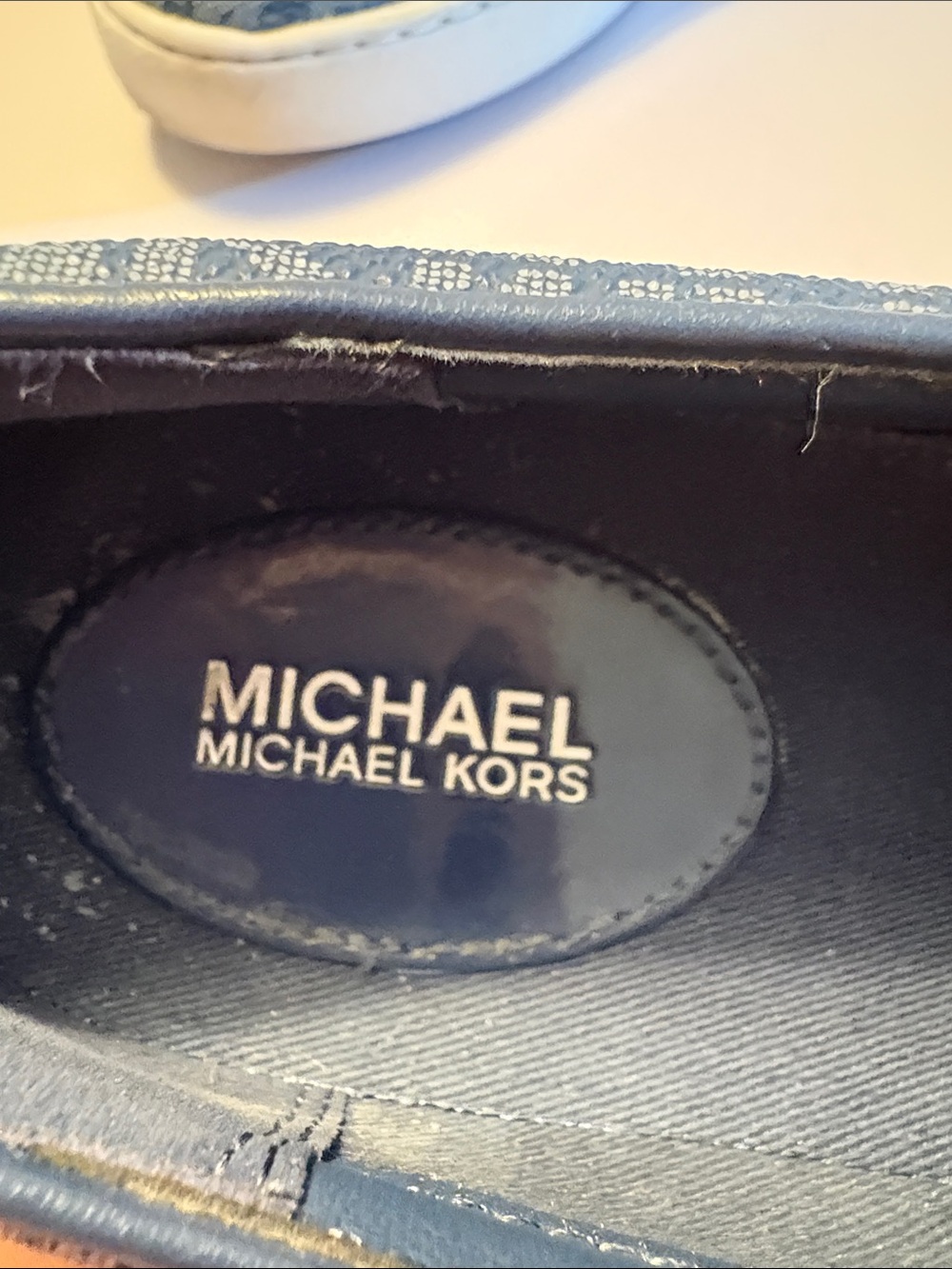Michael Michael Kors womens Blue MK Monogram Slip-On Sneakers size 6.5 - Picture 2 of 9